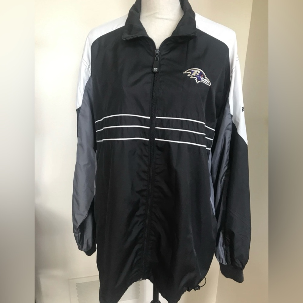 Reebok Team Apparel NFL Baltimore Ravens Football Full Zip Windbreaker Jacket XL